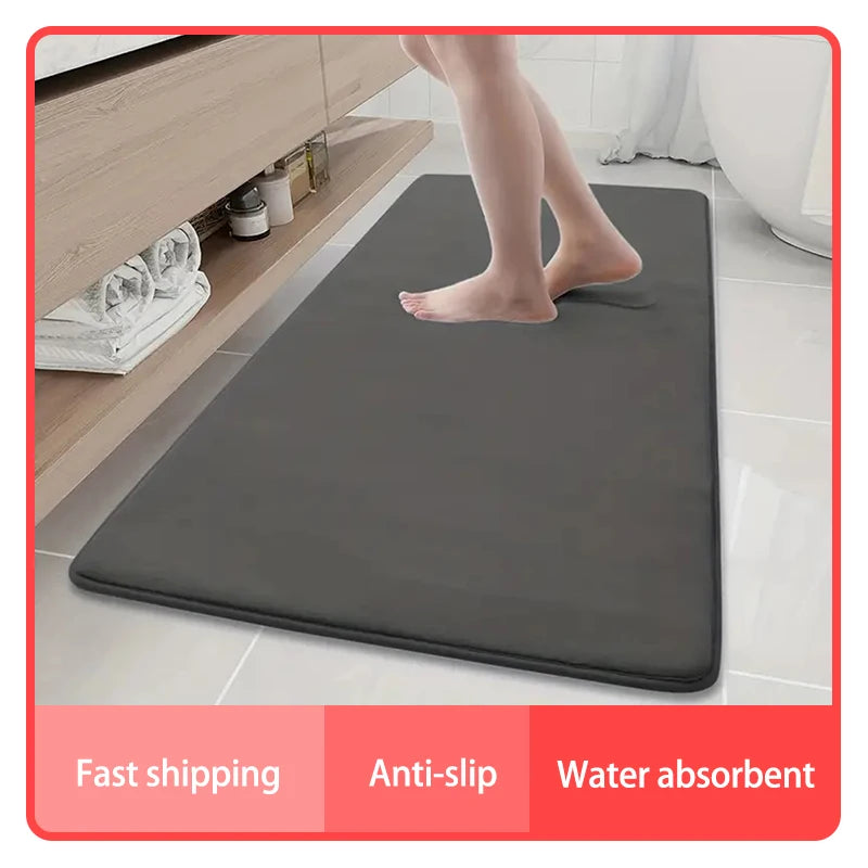 Large Bathroom Anti-Slip Floor Mat Water-Absorbent Bathtub Carpet Home Decor