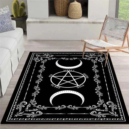 Witch Sun Moon Pentagram Gothic Area Rug