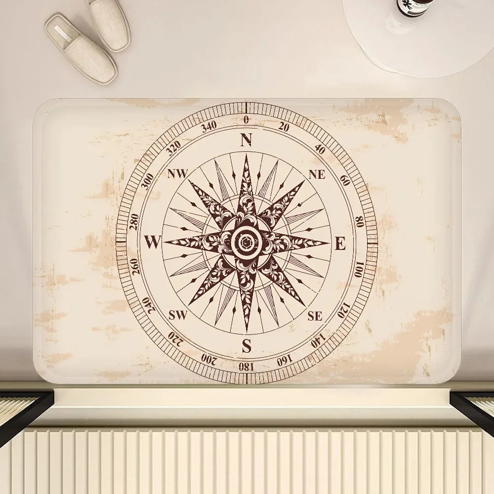 Nautical Compass Non-Slip Area Rug