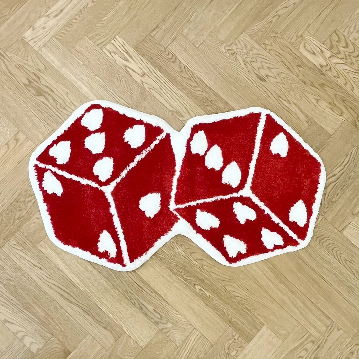 Red Dice Tufted Non-Slip Rug
