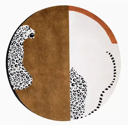 Leopard Print Round Fluffy Non-Slip Area Rug