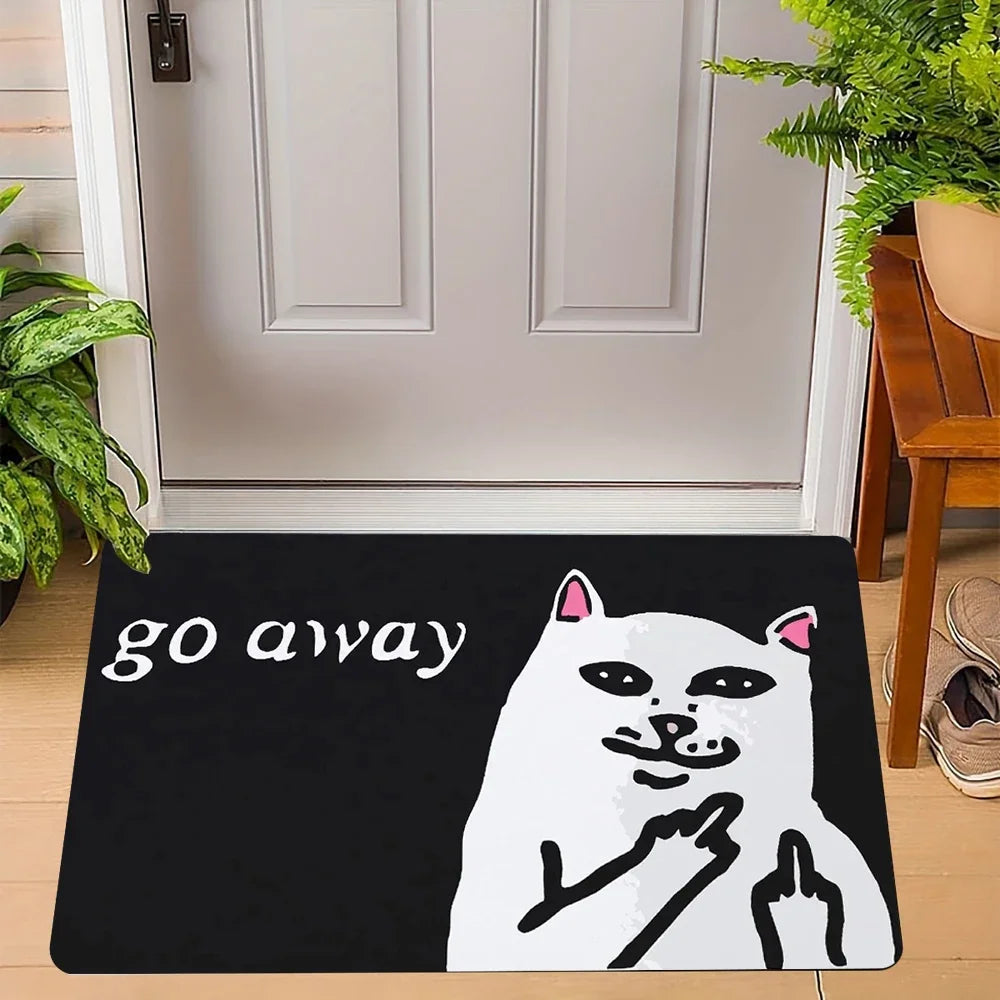 VIKAMA Funny Cat Go Away Non-Slip Doormat