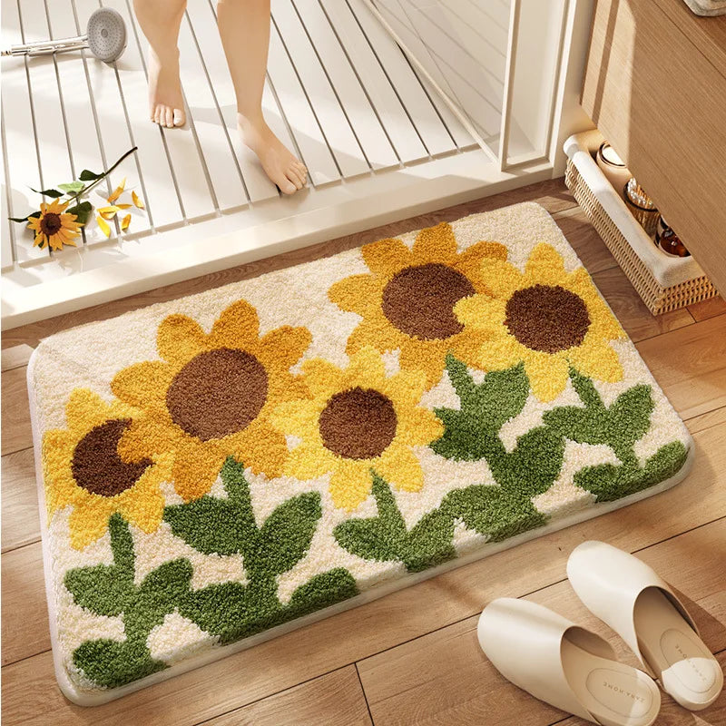 Small Fresh Bathroom Absorbent Imitation Cashmere Non-Slip Quick-Dry Floor Mat