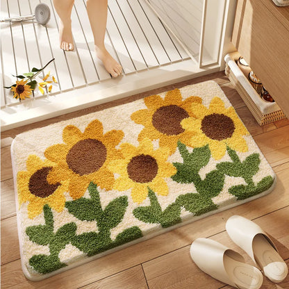 Small Fresh Bathroom Absorbent Imitation Cashmere Non-Slip Quick-Dry Floor Mat