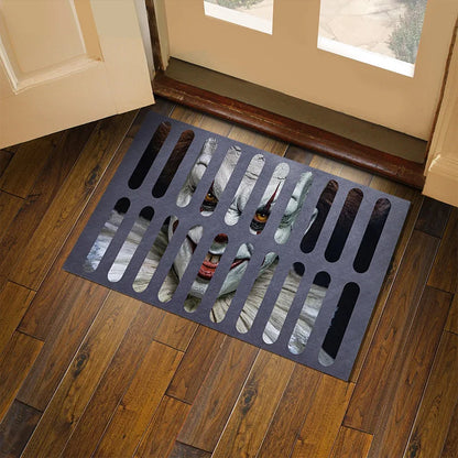 VIKAMA Halloween Clown Trap Rug 3D Illusion Non-Slip Bathroom Entrance Mat Home Decor