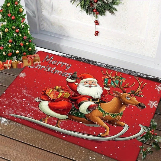 Christmas Carpet Merry Christmas Santa Claus Festival Outdoor Decoration Living Room New Year 2026 Floor Mat