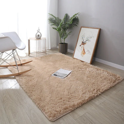 VIKAMA Silk Tie-Dye Plush Non-Slip Area Rug