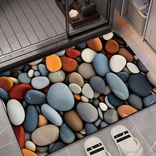 VIKAMA Pebble Facecloth Mat Non-Slip Bathroom Living Room Entrance Rug Home Decor