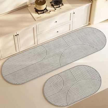 Diatomite Kitchen Mat Super Absorbent Non-Slip Washable Elliptical Rug Bathroom Carpet