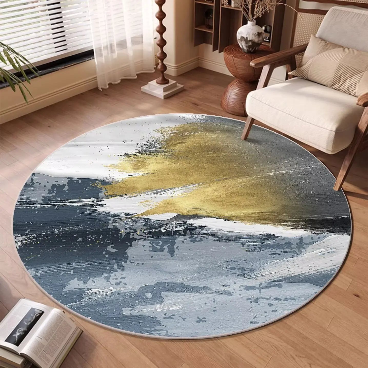 Modern Abstract Round Soft Washable Area Rug