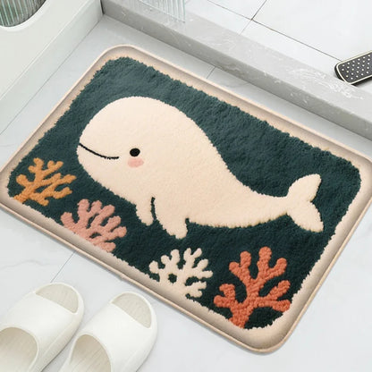 Cartoon Animal Bathroom Mat Soft Absorbent Non-Slip Floor Rug Shower Room Toilet Carpet Home Decor