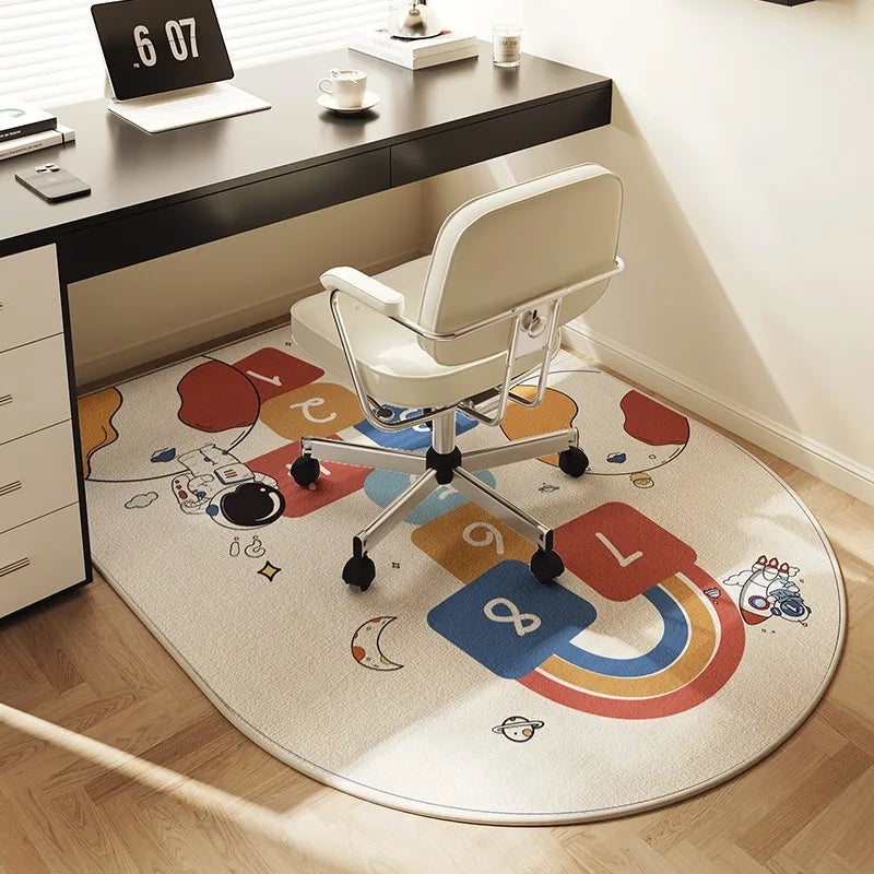 VIKAMA Chair Floor Mat Arched Non-Slip Bedroom Study Office Swivel Chair Rug