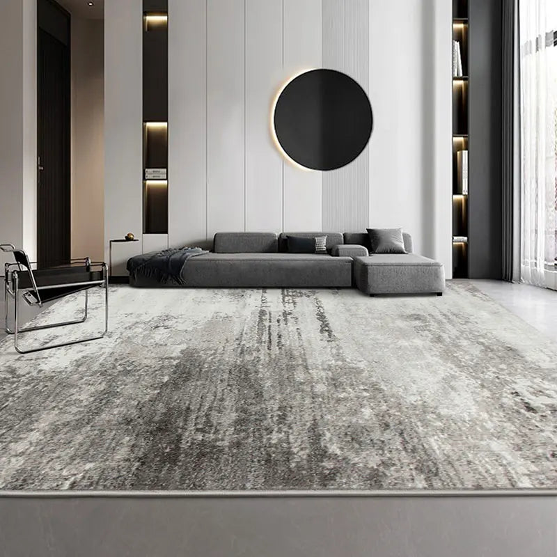 Modern Minimalist Grey Plush Washable Area Rug