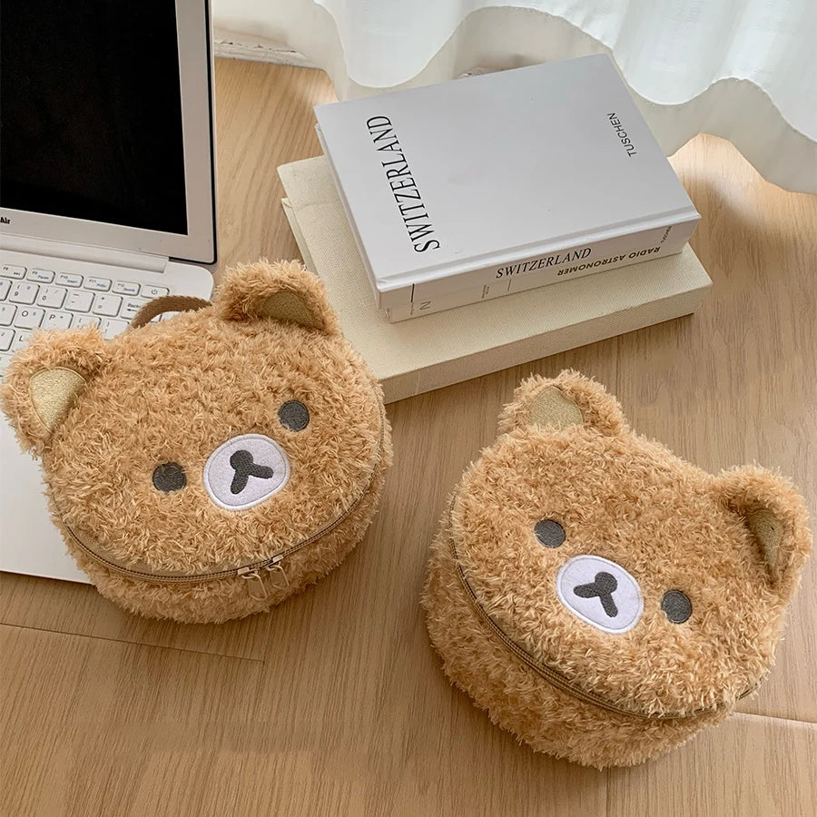 Relaxed Bear Plush Cosmetic Bag Jewelry Storage Pouch