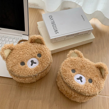 Relaxed Bear Plush Cosmetic Bag Jewelry Storage Pouch