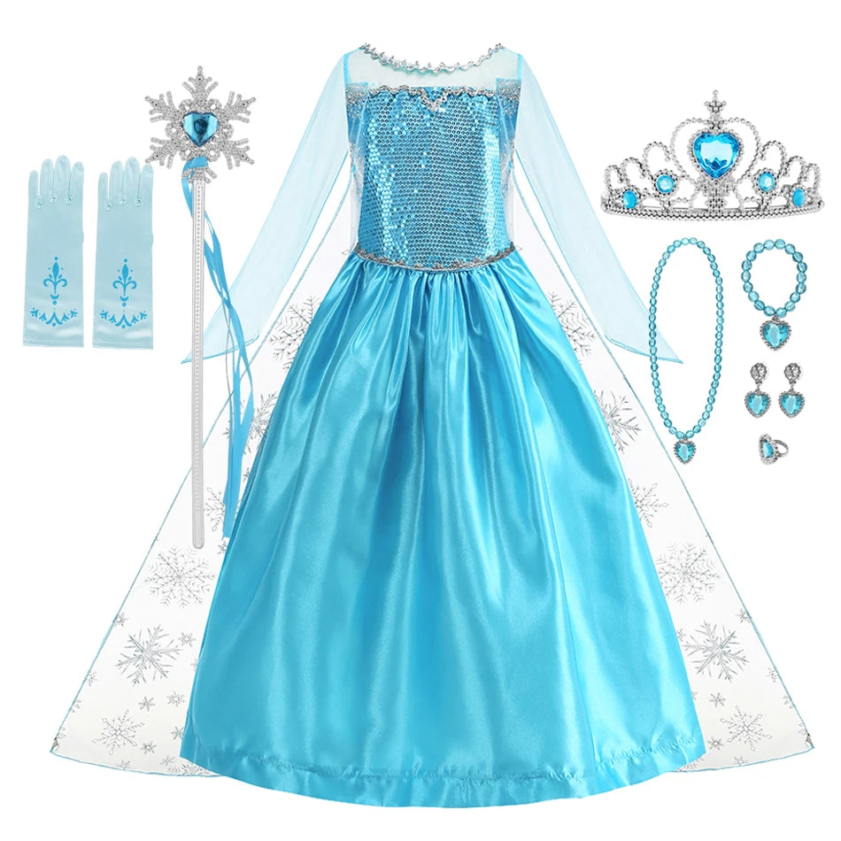 Disney Frozen Elsa Anna Princess Costume Dress For Girls