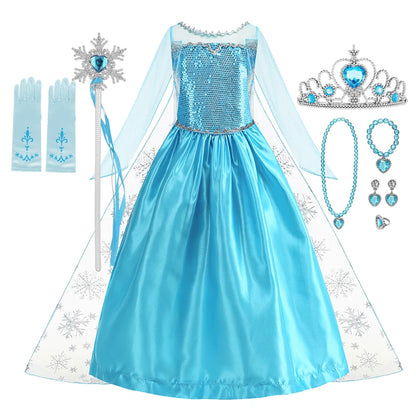 Disney Frozen Elsa Anna Princess Costume Dress For Girls