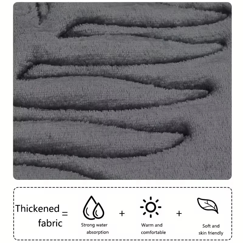 3PCS Bathroom Rug Set Non-Slip Ultra Soft Quick-Dry Washable Toilet Floor Mats