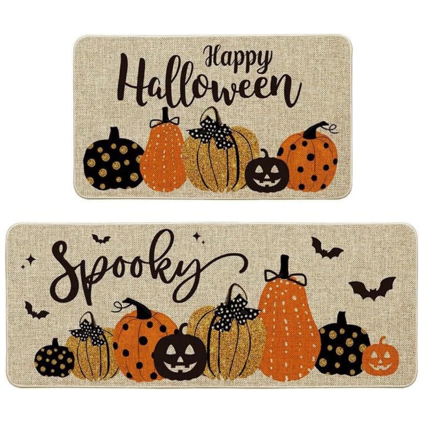 VIKAMA Halloween Kitchen Carpet Indoor Outdoor Non-Slip Welcome Floor Mat Bedroom Living Room Rug Set Home Decoration