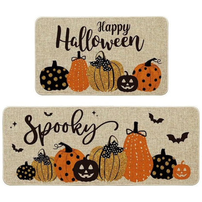 VIKAMA Halloween Kitchen Carpet Indoor Outdoor Non-Slip Welcome Floor Mat Bedroom Living Room Rug Set Home Decoration