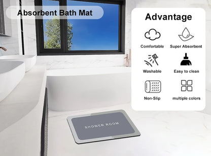 Diatomite Bath Mat Anti-Slip Super Absorbent Quick-Dry Floor Rug Shower Toilet Doormat