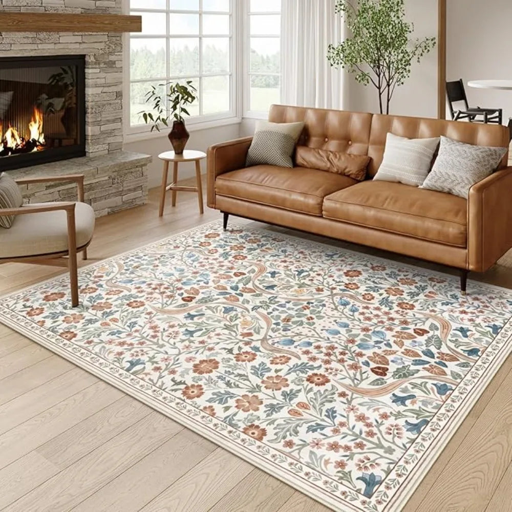 Floral vine pattern soft floor rug