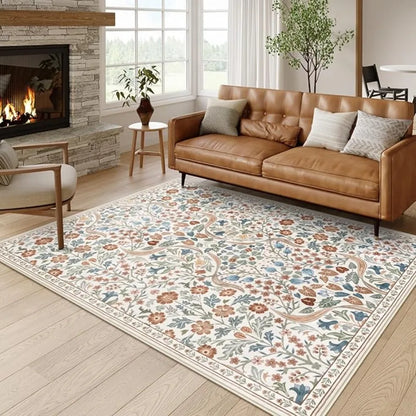 Floral vine pattern soft floor rug