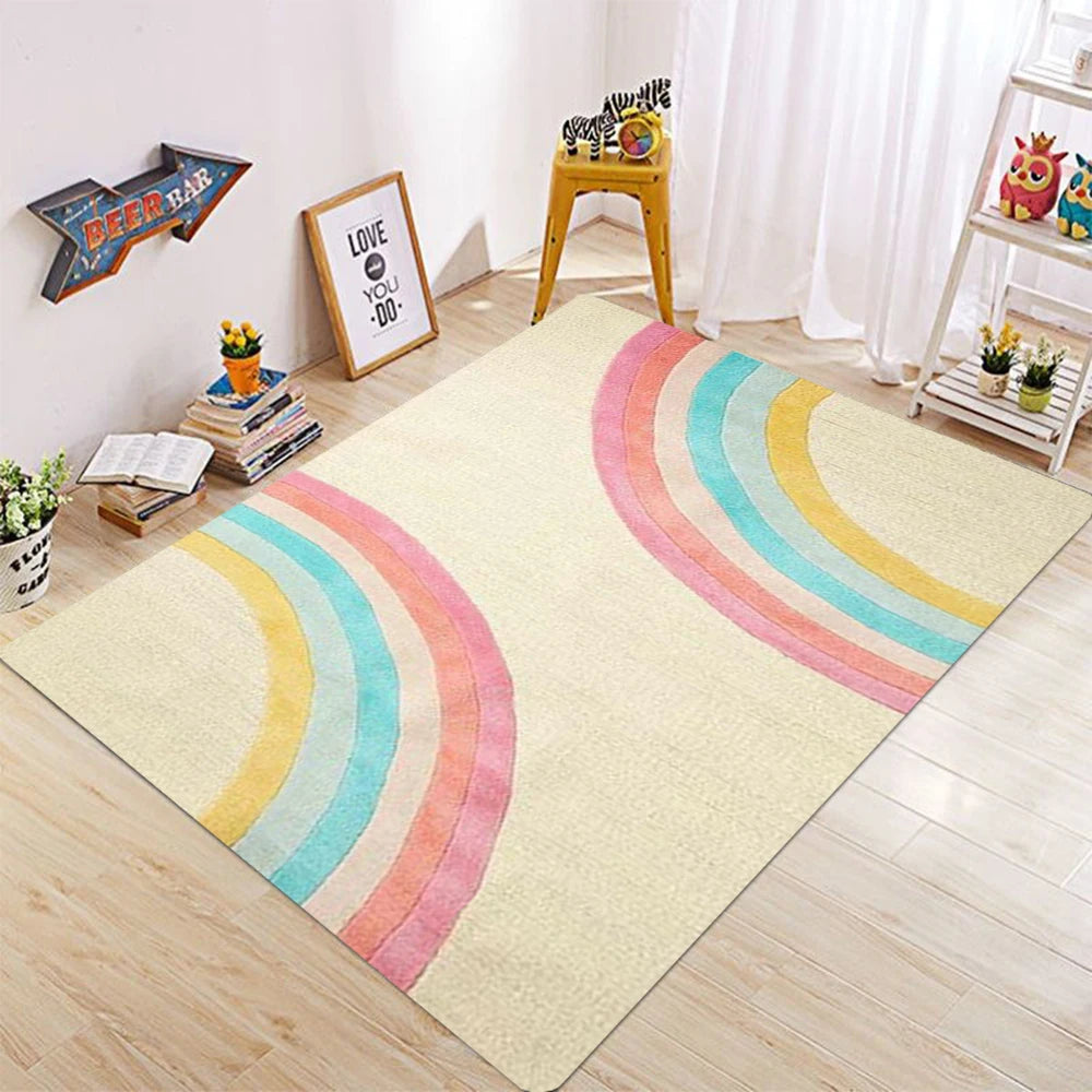 Cute Rainbow Kids Square Carpet