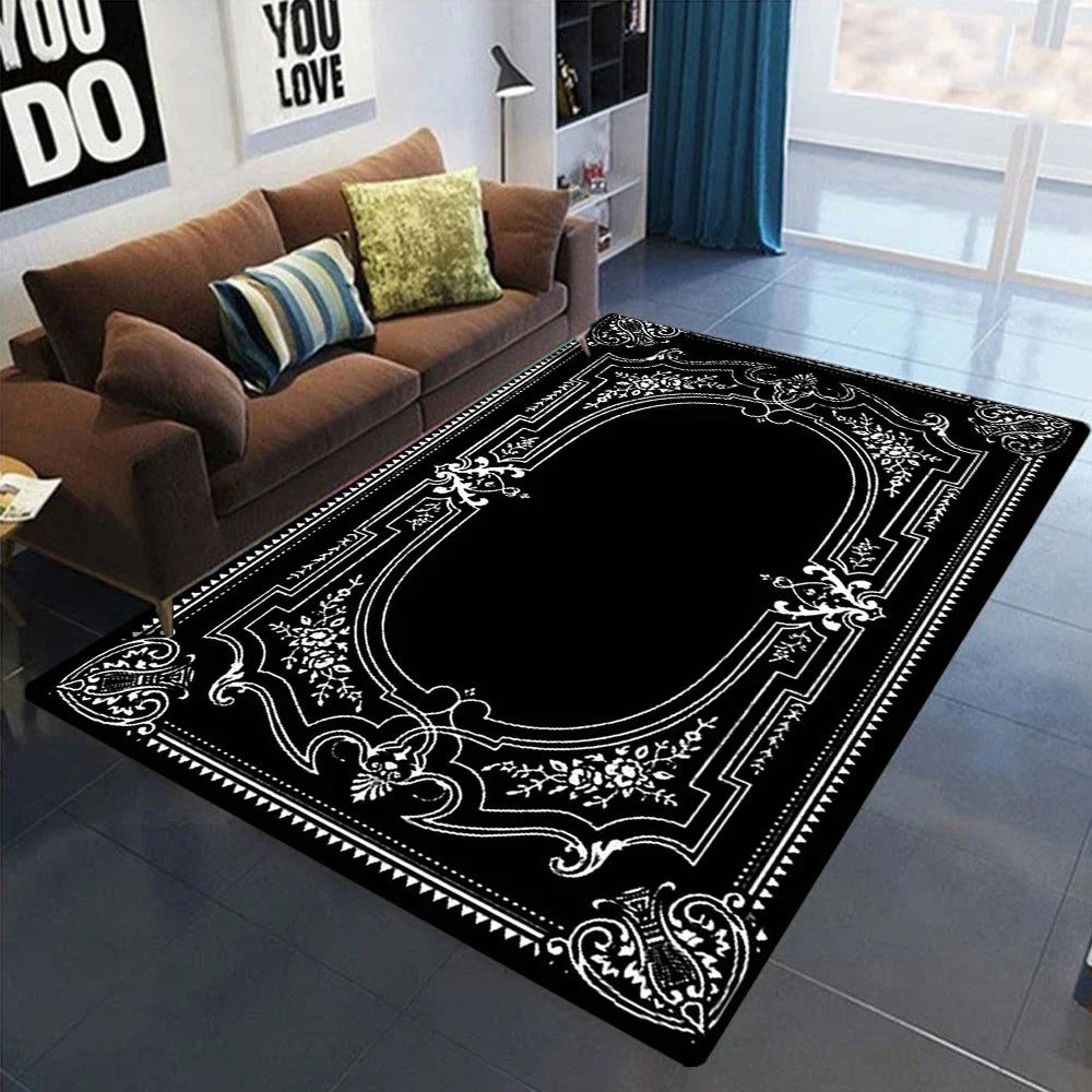 Gothic Black White Vintage Area Rug