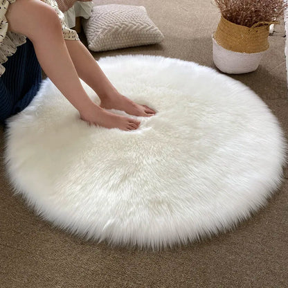 Round Faux Sheepskin Fluffy Area Rug