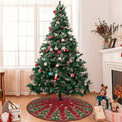 VIKAMA Snowflake Pine Christmas Tree Skirt Rug
