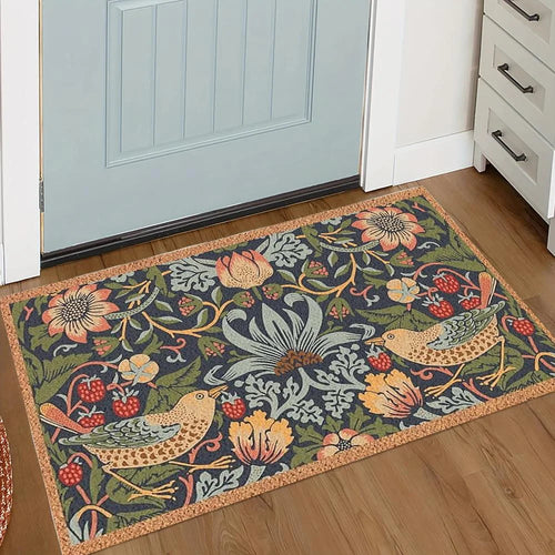 Retro Floral Print Machine Washable Doormat