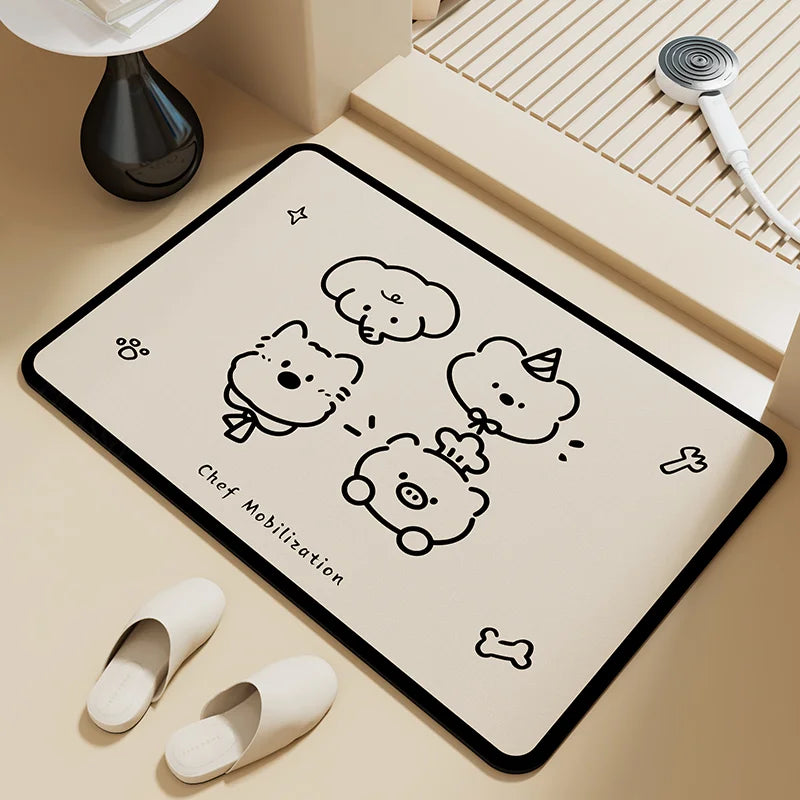Modern non-slip absorbent bath mat