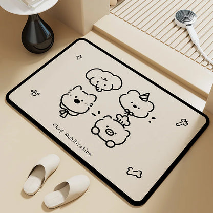 Modern non-slip absorbent bath mat