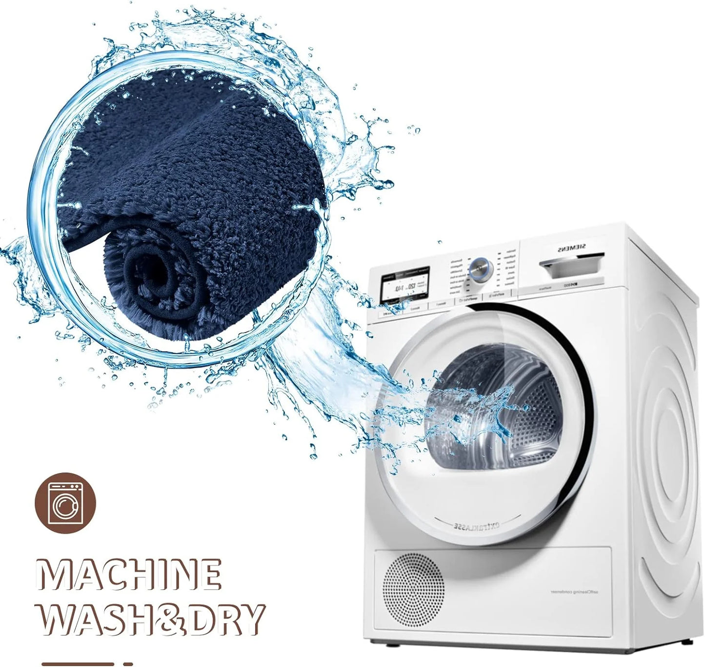 Water Absorbent Non-Slip Thickened Bathroom Carpet Long Hair Machine Washable Toilet Floor Mat