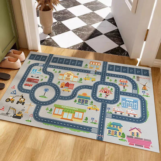 VIKAMA Kids Parking Lot Road Track Rug Boys Car Play Mat