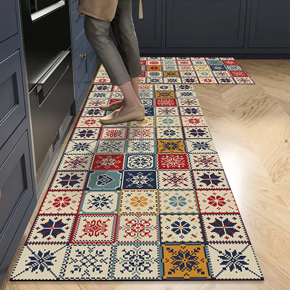 VIKAMA Kitchen Oil-Resistant Floor Mat Absorbent Quick-Dry Non-Slip Bathroom Doormat