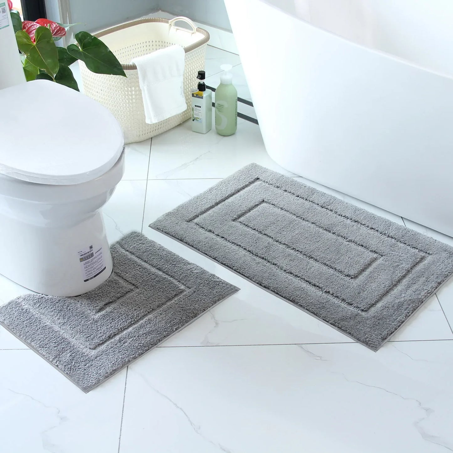 Plush Bathroom Floor Mat Shaped Design Absorbent Non-Slip Foot Rug Bathtub Entrance Door Small Carpet Home Decor
