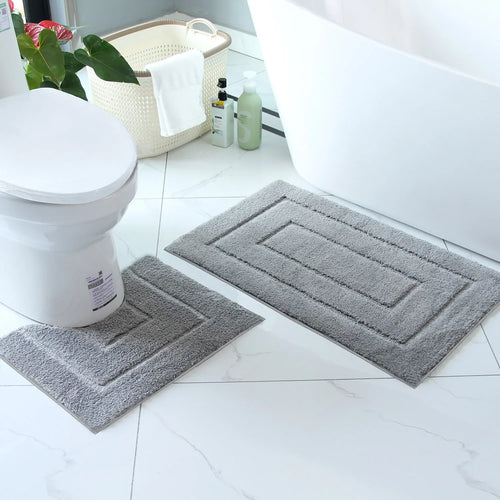 Plush Bathroom Floor Mat Shaped Design Absorbent Non-Slip Foot Rug Bathtub Entrance Door Small Carpet Home Decor