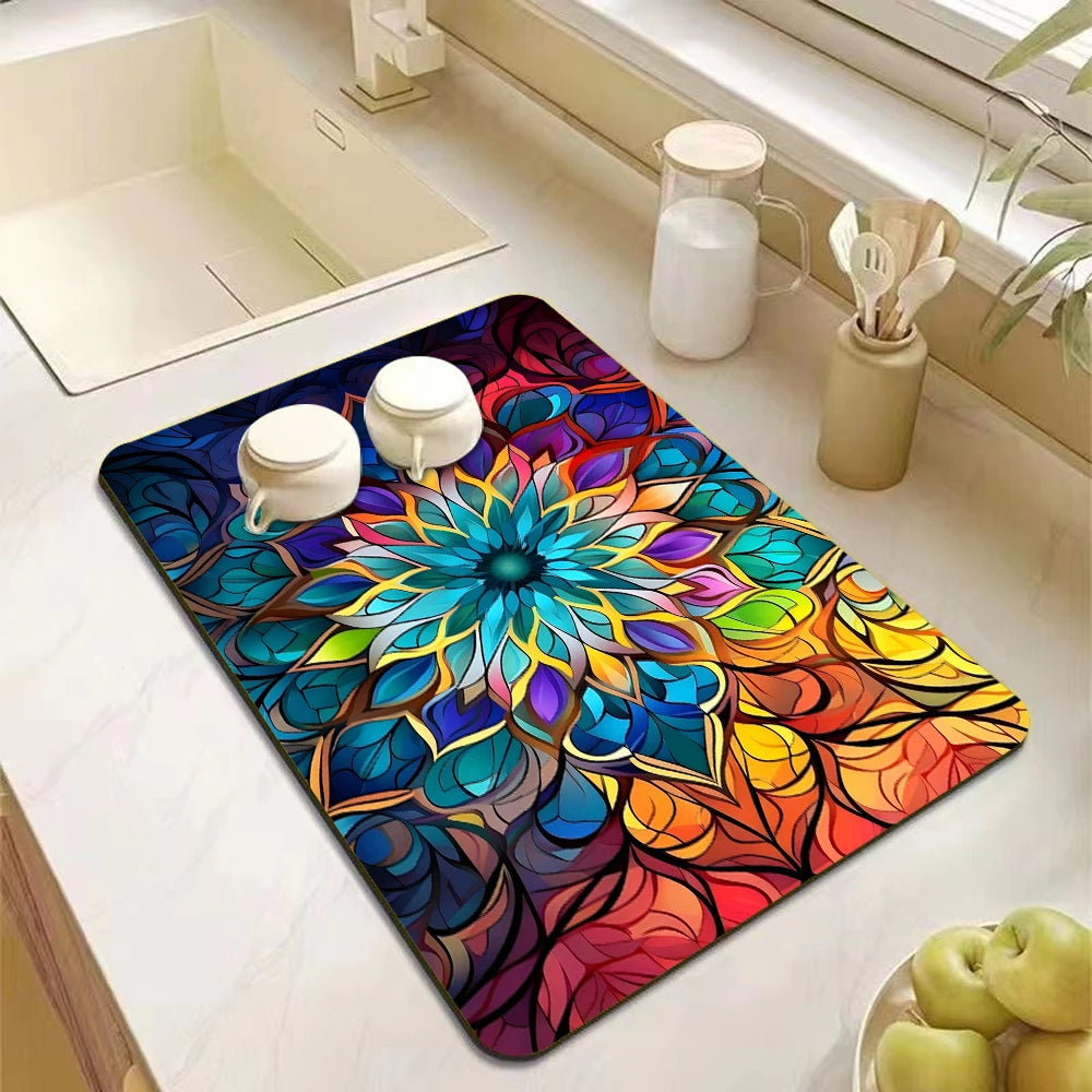 Abstract Mandala Absorbent Drying Mat