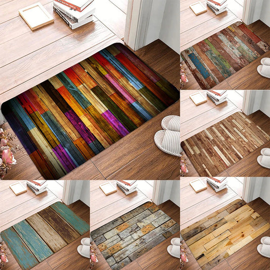 Wood Stripe Non-Slip Washable Welcome Doormat