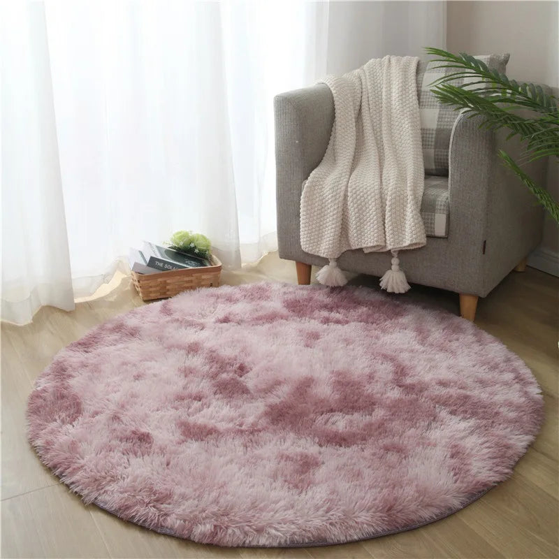 VIKAMA Pink Round Fluffy Princess Kids Area Rug