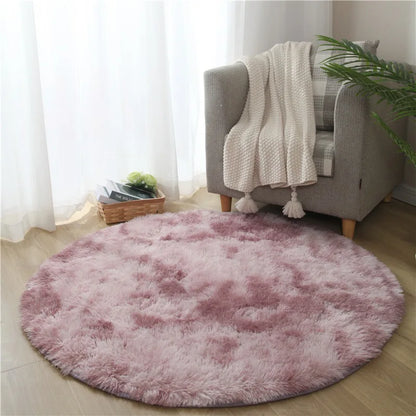 VIKAMA Pink Round Fluffy Princess Kids Area Rug