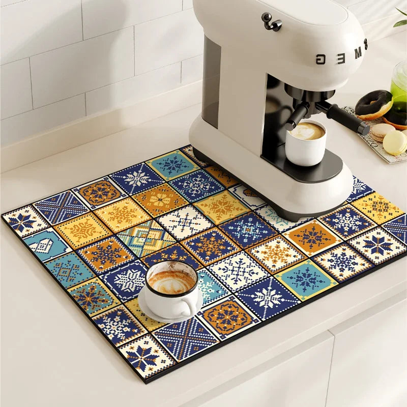 VIKAMA Vintage Bohemian Absorbent Dish Drying Mat
