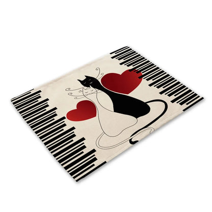 Cute Black Cat Kitchen Placemat Set