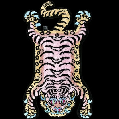 VIKAMA Fierce Animals Faux Cashmere Decorative Rug Bedroom Bedside Rug Bathroom Non-Slip Cozy Non-Linting