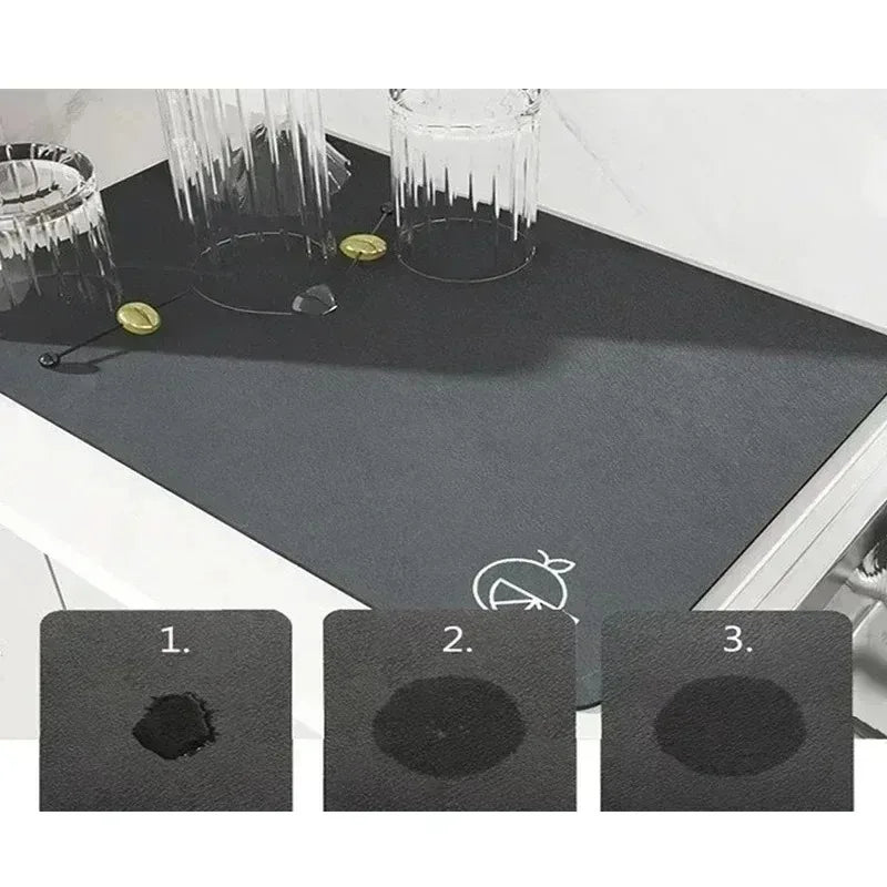 White Floral Absorbent Kitchen Drying Mat