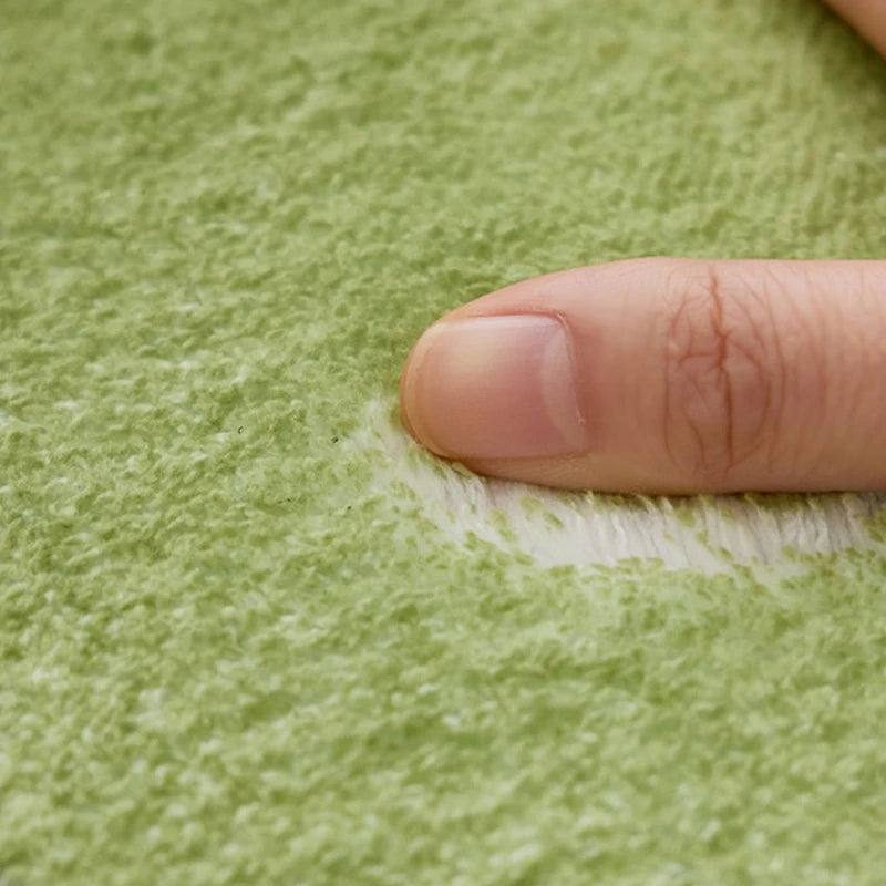 Modern Minimalist Green Round Plush Area Rug