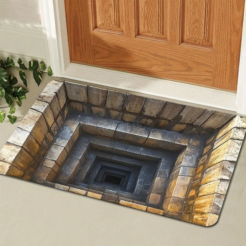 VIKAMA 3D Stone Cave Optical Illusion Doormat