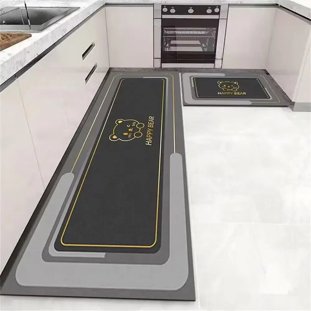 VIKAMA Washable Anti-Slip Kitchen & Bedside Runner Mat Set